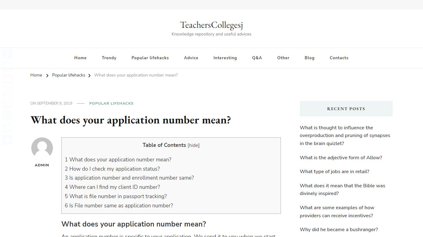 What does your application number mean? – TeachersCollegesj